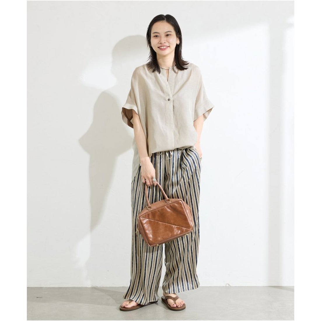ジャーナルスタンダード JOURNAL STANDARD シアーリネンノーカラー 