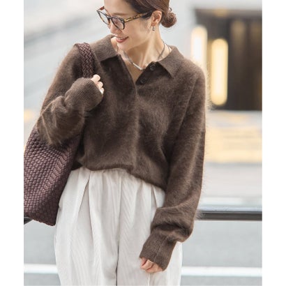 ジャーナルスタンダード JOURNAL STANDARD FLUFFY KNIT ポロシャツ（ブラウン）｜詳細画像