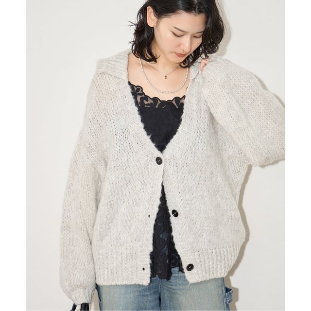 《予約》【TRICOTS JEANMARC/トリコットジーンマルク】ポロエリニットカーデ（グレー）