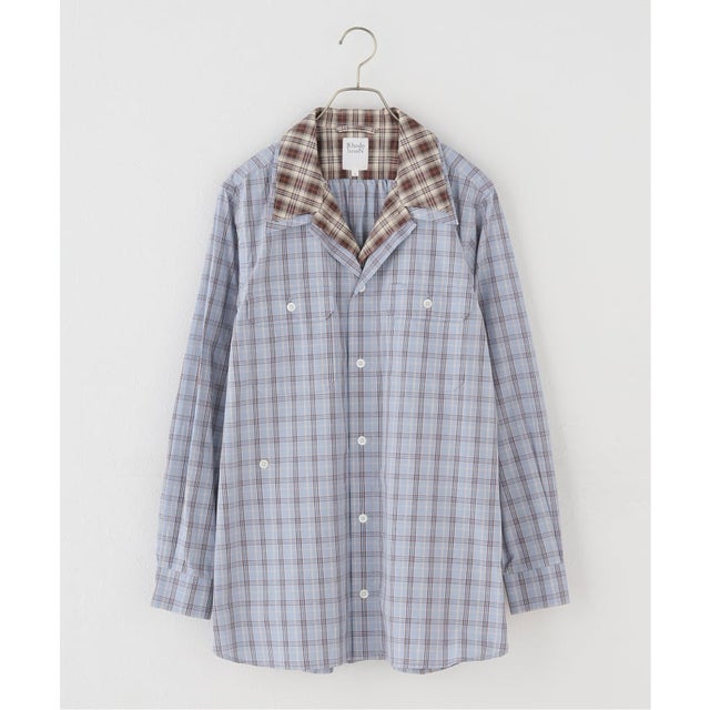 【RHODOLIRION/ロドリリオン】 Double Layer Work Shirt - Pl （ブルー A）