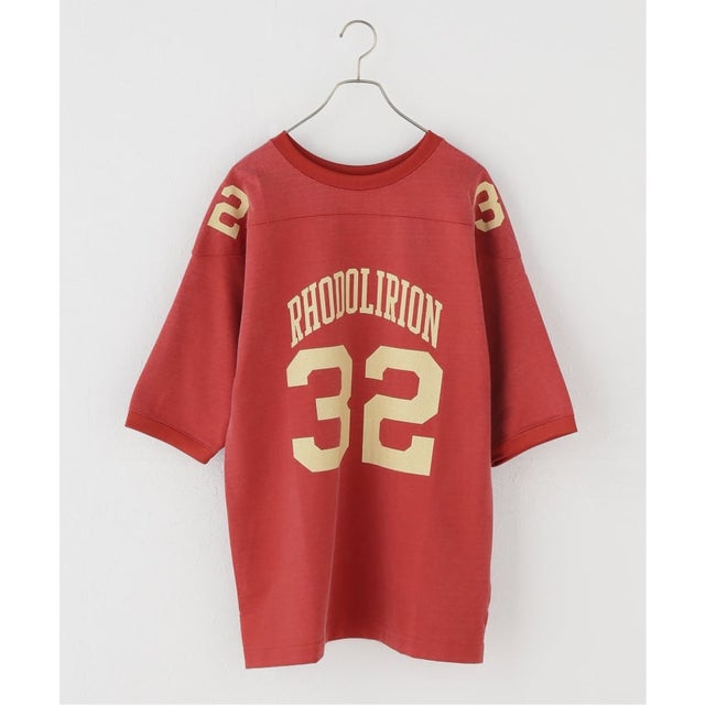 【RHODOLIRION/ロドリリオン】 Damaged Football Tee （レッド）