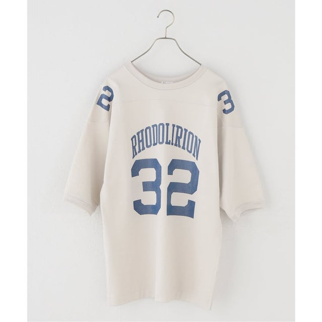 【RHODOLIRION/ロドリリオン】 Damaged Football Tee （ベージュ）