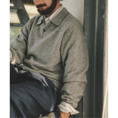 COLLINS VILLE WOOL / コリンズ ビル ウールニット ポロシャツ（ブラック B）｜詳細画像