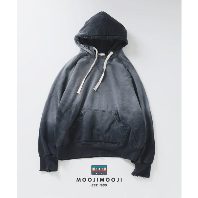 MOOJI MOOJI / ムージムージ ヴィンテージ加工 ショートワイド スウェットパーカー （ブラック）