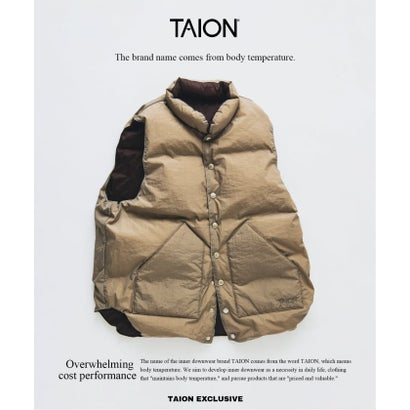 《予約》TAION / タイオン 別注スタンドカラー リバーシブル ダウンベスト （ネイビー）｜詳細画像