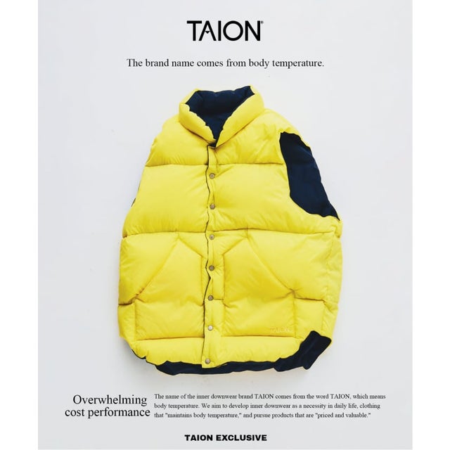 《予約》TAION / タイオン 別注スタンドカラー リバーシブル ダウンベスト （ネイビー）