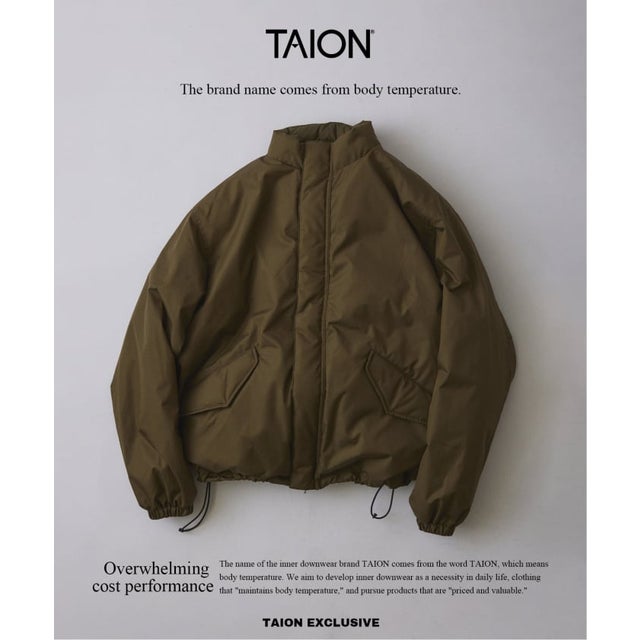 《追加予約》TAION / タイオン 別注 リバーシブル ショートモッズ ダウンブルゾン （カーキ）