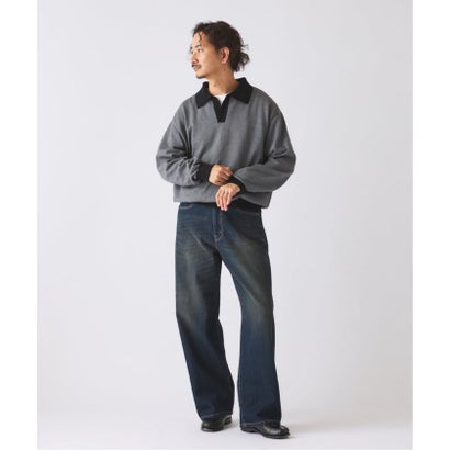 ジャーナルスタンダード レリューム JOURNAL STANDARD relume 《予約》米富繊維 / Yonetomi 別注 コットン ボーダー スキッパーニット （ネイビー）｜詳細画像