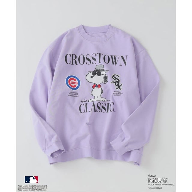 《予約》PEANUTS / ピーナッツ 別注 MLB ベースボール グラフィックスウェット （パープル D）