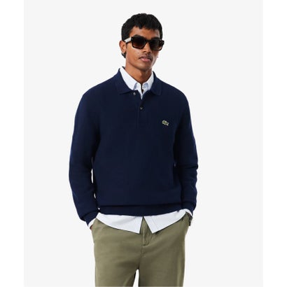 《予約》LACOSTE / ラコステ コットンニット ロングスリーブポロシャツ （ネイビー）｜詳細画像