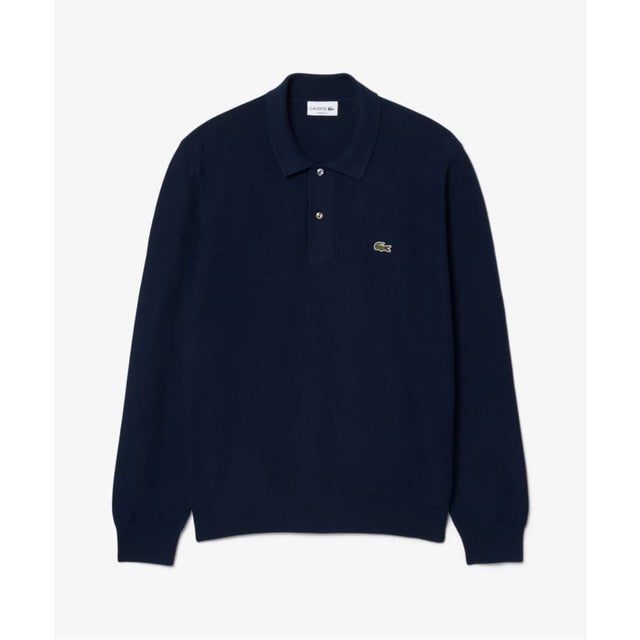 《予約》LACOSTE / ラコステ コットンニット ロングスリーブポロシャツ （ネイビー）