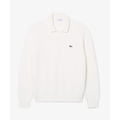 《予約》LACOSTE / ラコステ コットンニット ロングスリーブポロシャツ （ホワイト）｜詳細画像