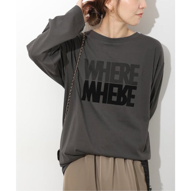 WHEREロングスリーブTEE（グレー）
