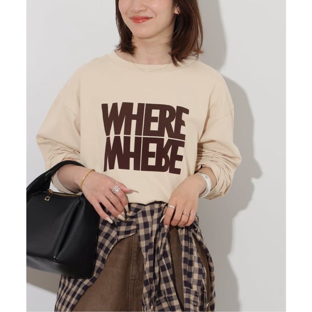 WHEREロングスリーブTEE（ベージュ）