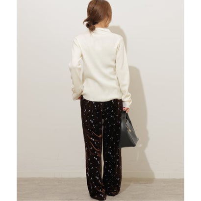 ベロアエンブロイダリーパンツ （ブラウン）｜詳細画像