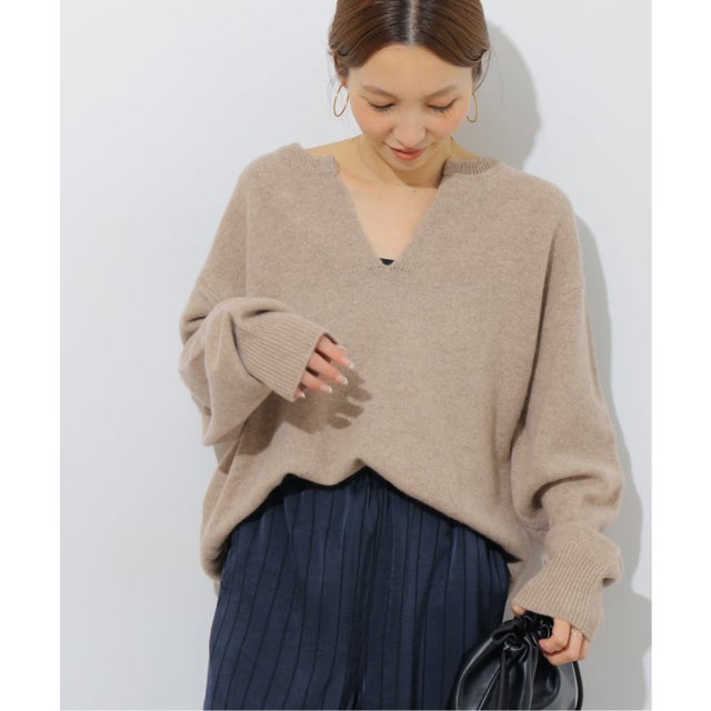《予約》ウールカシミヤキーネックプルオーバー （ベージュ）