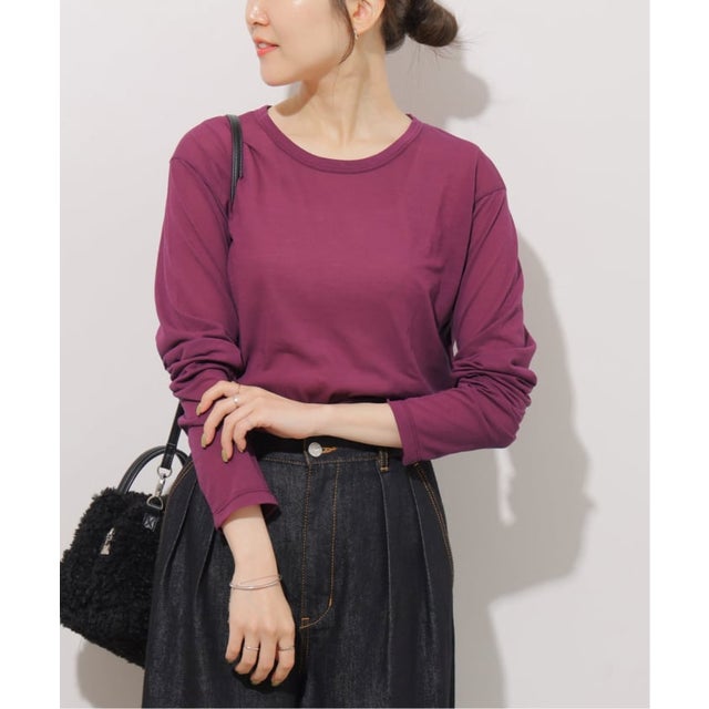 《追加4 / 新色》シアークルーネックロングTシャツ （パープル）