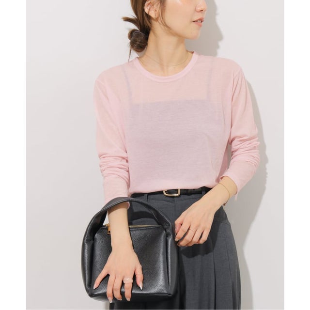 《追加4 / 新色》シアークルーネックロングTシャツ （ピンク A）