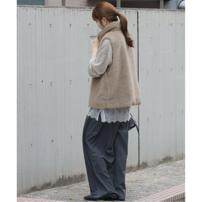 《追加2》スタンドカラーファーベスト （ブラウン）｜詳細画像