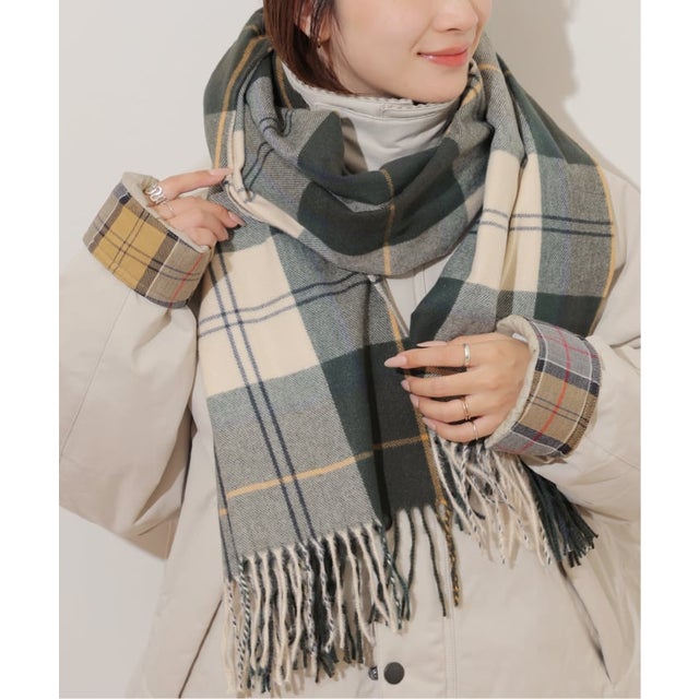 《予約》【Barbour/バブアー】hailes tartan scarf：ストール （グリーン）