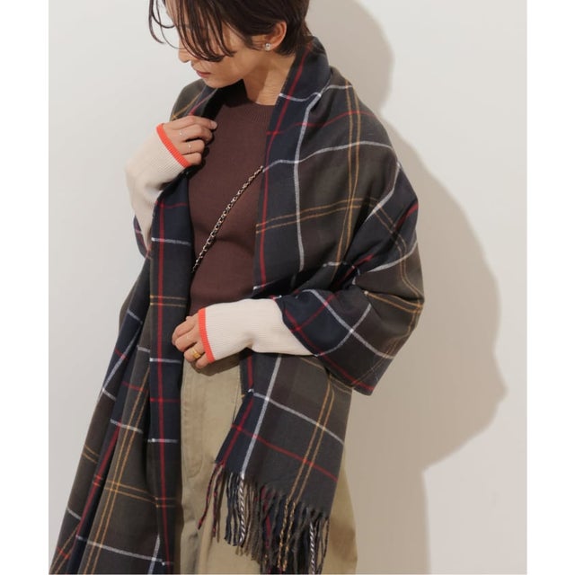 《予約》【Barbour/バブアー】hailes tartan scarf：ストール （カーキ）