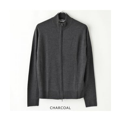 JOHN SMEDLEY ジップアップ ニット CLAYGATE メリノウール （BLACK/ブラック）｜詳細画像
