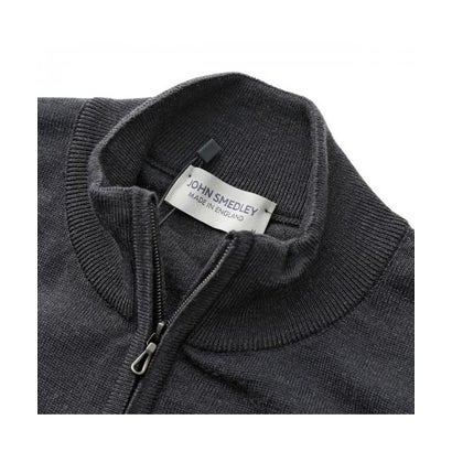 JOHN SMEDLEY ジップアップ ニット CLAYGATE メリノウール （MIDNIGHT/ダークネイビー）｜詳細画像