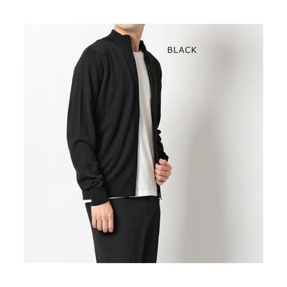 JOHN SMEDLEY ジップアップ ニット CLAYGATE メリノウール （MIDNIGHT/ダークネイビー）｜詳細画像