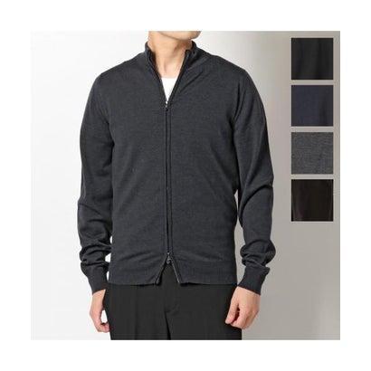 JOHN SMEDLEY ジップアップ ニット CLAYGATE メリノウール （MIDNIGHT/ダークネイビー）｜詳細画像