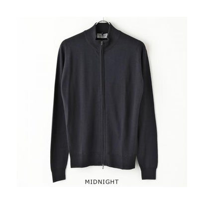 JOHN SMEDLEY ジップアップ ニット CLAYGATE メリノウール （MIDNIGHT/ダークネイビー）｜詳細画像