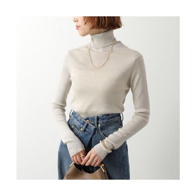 ニット VENESSA 30G リブ タートルネック （GREY-FLEECE/ライトグレー）