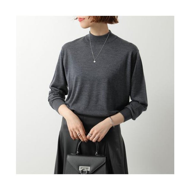 ニット AMITY 30G COMMON FIT モックネック （CHARCOAL/グレー）