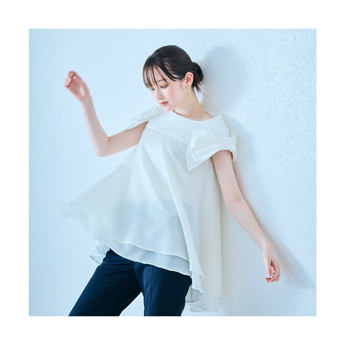 オーディア ミューズ Audie a Muses リボンスリーブプルオーバー 