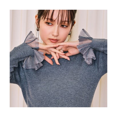 オーディア ミューズ Audie a Muses 袖口シアーフレアリブニット （オフ）｜詳細画像