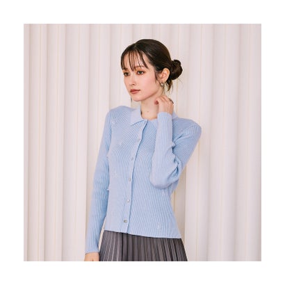 オーディア ミューズ Audie a Muses ドロップビジューリブカーディガン （ブルー）｜詳細画像