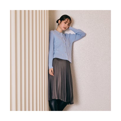 オーディア ミューズ Audie a Muses ドロップビジューリブカーディガン （ブルー）｜詳細画像