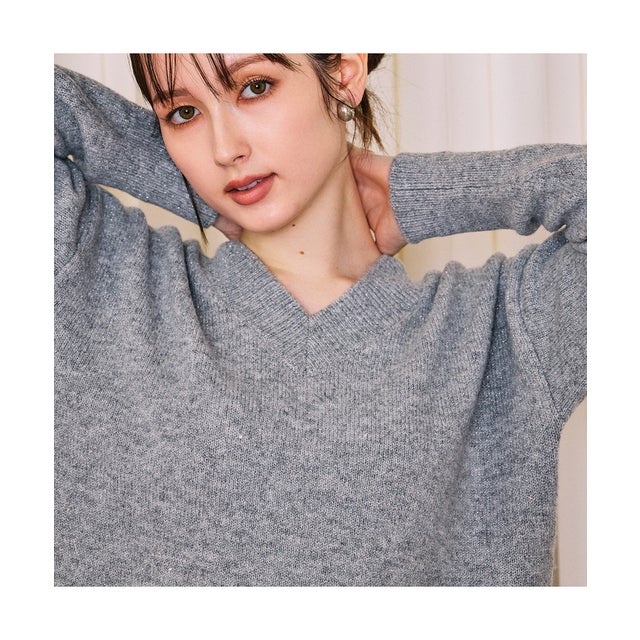 ラメ混キラキラニットプルオーバー （グレー）
