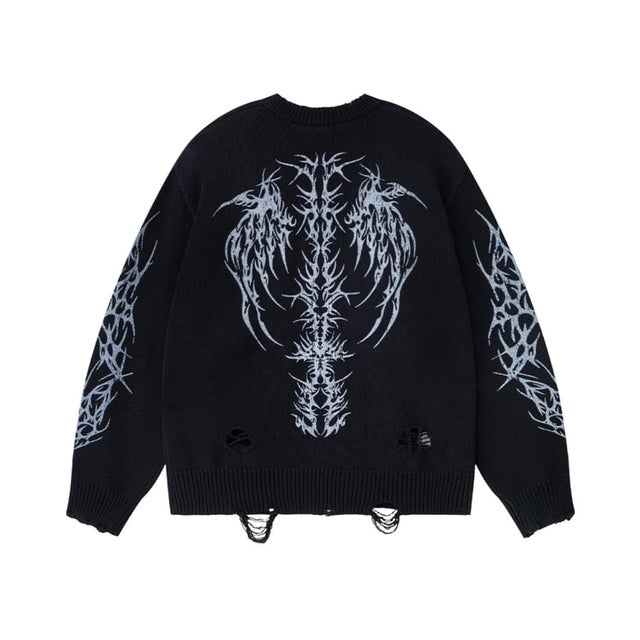 SUPPLIER / サプライヤー Distressed Tribal Bones Knit （ブラック）
