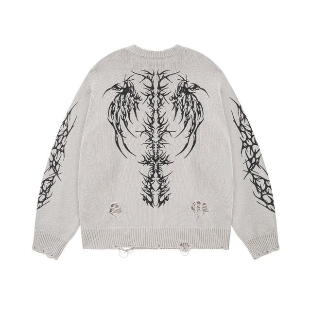 SUPPLIER / サプライヤー Distressed Tribal Bones Knit （グレーA）