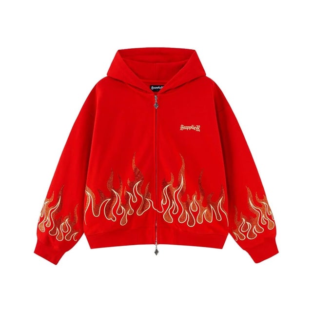 SUPPLIER / サプライヤー FirePattern Rhinestone Zip Hoodie （レッド）