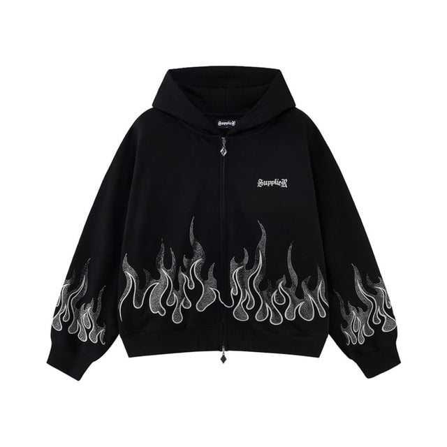 SUPPLIER / サプライヤー FirePattern Rhinestone Zip Hoodie （ブラック）