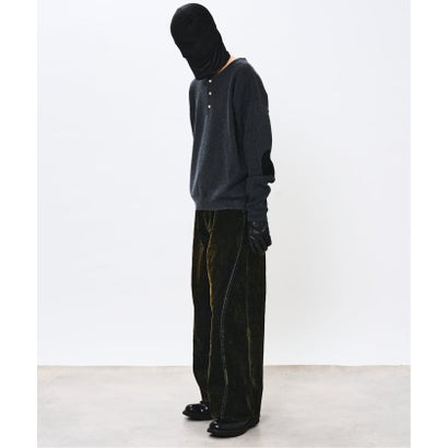 NOCTO ARCHIVE/ノクト アーカイブ Elbow Patch Henley Neck Knit（グレー）｜詳細画像