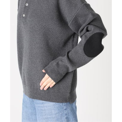 NOCTO ARCHIVE/ノクト アーカイブ Elbow Patch Henley Neck Knit（グレー）｜詳細画像