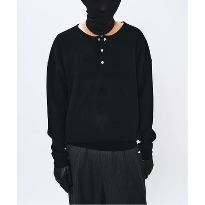 NOCTO ARCHIVE/ノクト アーカイブ Elbow Patch Henley Neck Knit（グレー）｜詳細画像