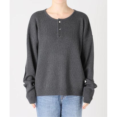 NOCTO ARCHIVE/ノクト アーカイブ Elbow Patch Henley Neck Knit（グレー）｜詳細画像