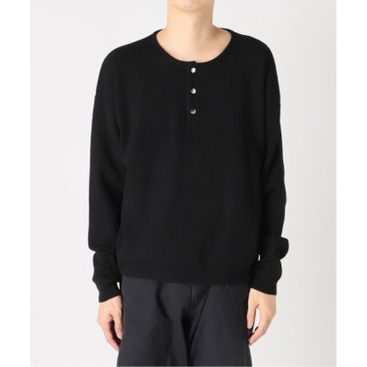 NOCTO ARCHIVE/ノクト アーカイブ Elbow Patch Henley Neck Knit（グレー）｜詳細画像