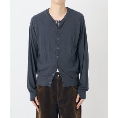 NOCTO ARCHIVE/ノクト アーカイブ Curve Panel Rib Cardigan（ネイビー）｜詳細画像