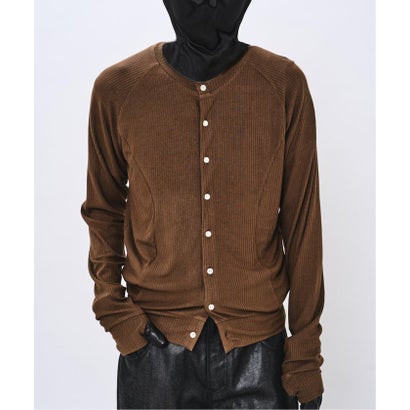 NOCTO ARCHIVE/ノクト アーカイブ Curve Panel Rib Cardigan（ネイビー）｜詳細画像
