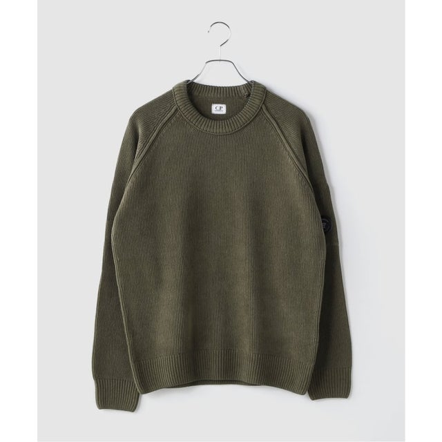 C.P.Company / シーピーカンパニー CHENILLE COTTON LENS CREWNECK SWEATER （グリーン）