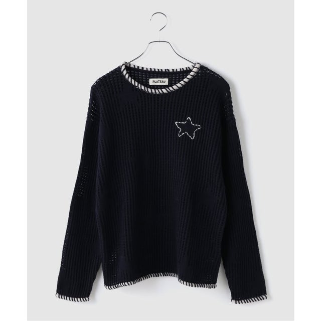 PLATEAU STUDIO / プラトースタジオ Star knit crewneck （ネイビー）